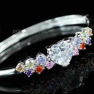 8 Carat Created Multi-Color Topaz Diamond Heart Bangle XSB079