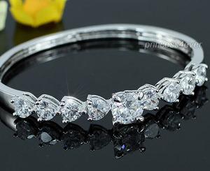 8.5 Carat Round and Heart Cut CZ Cubic Zirconia Bangle XSB135