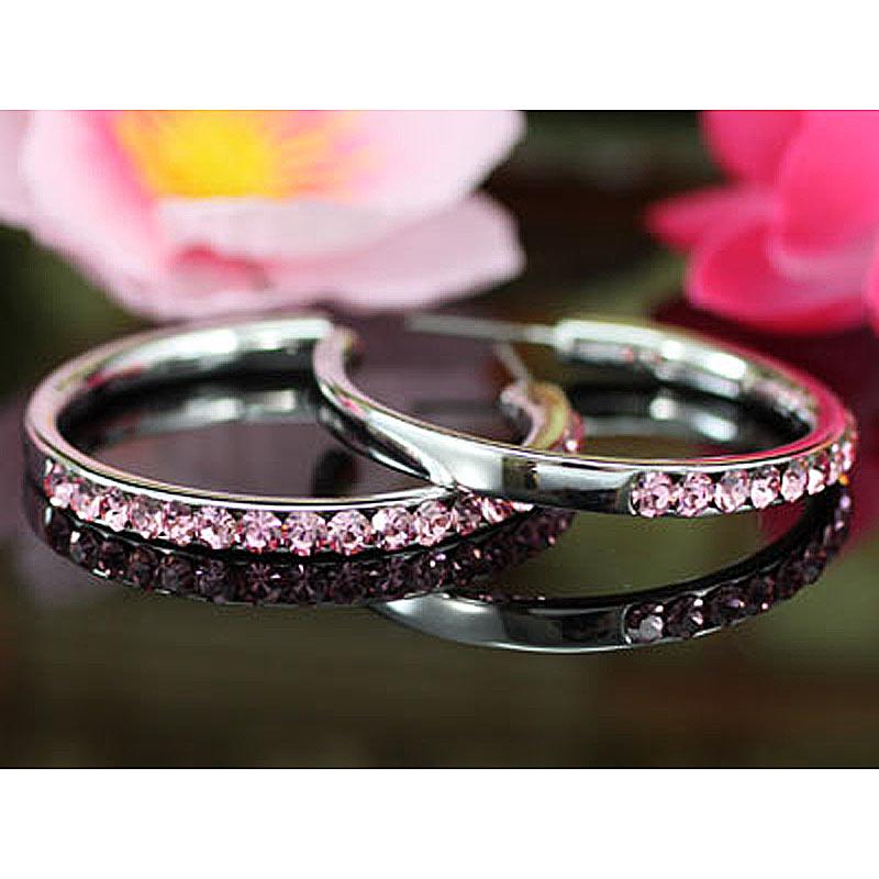 1.5" Pink Hoop Earrings use Austrian Crystal XE003