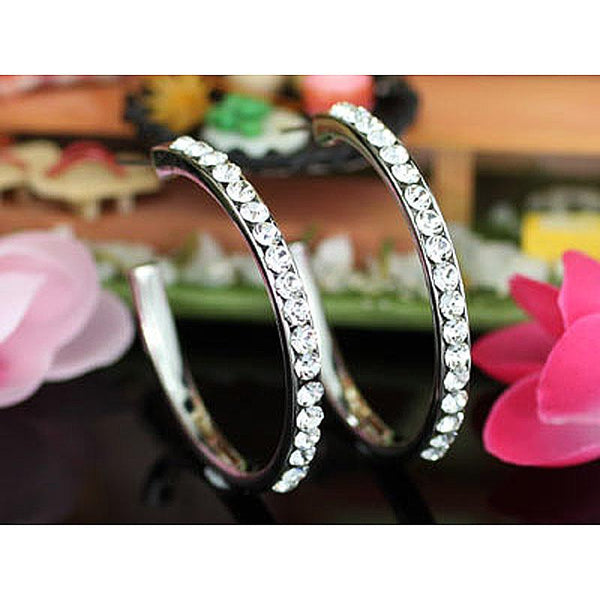 1.5" Bling Hoop Earrings use Austrian Crystal XE004