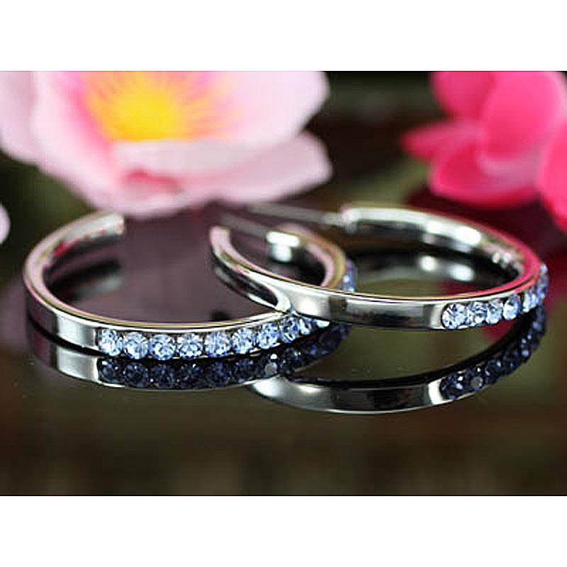 1.5" Blue Hoop Earrings use Austrian Crystal XE005