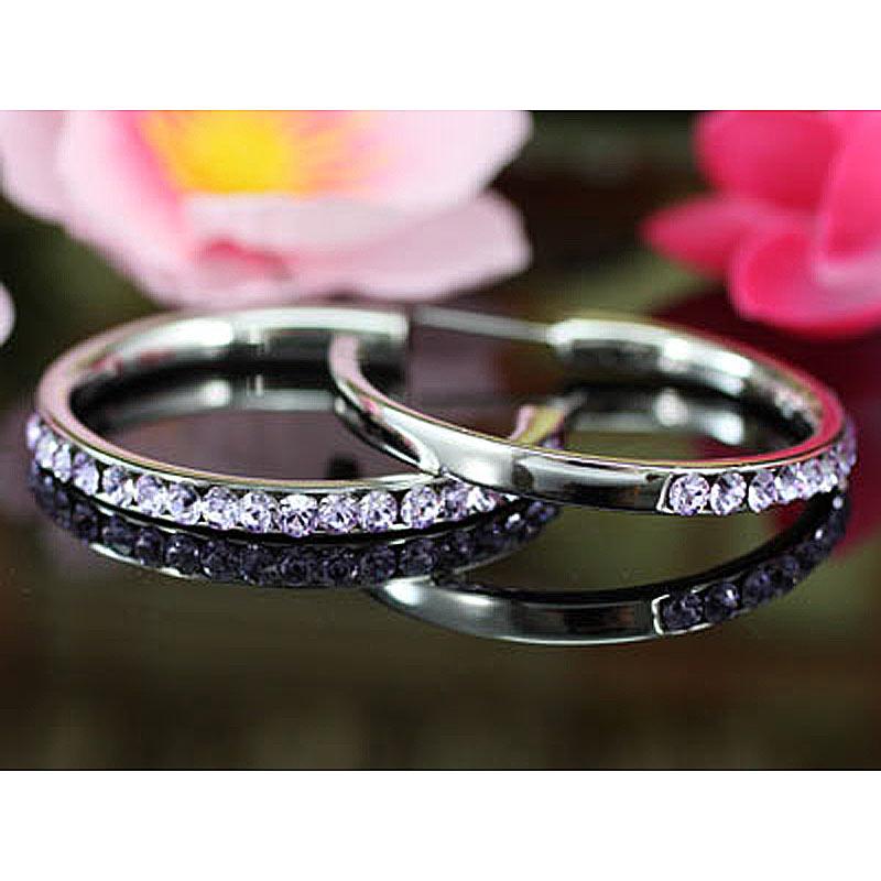 1.5" Purple Hoop Earrings use Austrian Crystal XE007