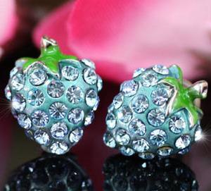 Blue Strawberry Stud Earrings use Austrian Crystal XE012