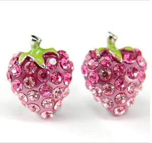 Pink Strawberry Stud Earrings use Swarovski Crystal XE014