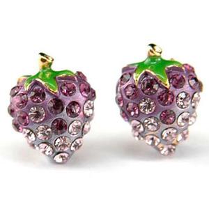 Purple Strawberry Stud Earrings use Swarovski Crystal XE015