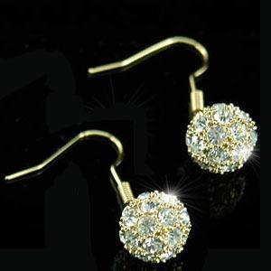 Dangle Ball Gold Earrings use Austrian Crystal XE024
