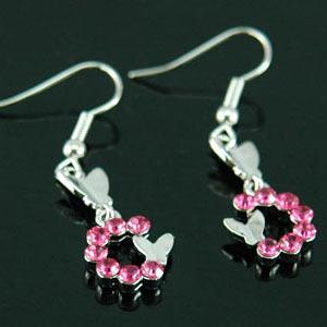 Butterfly Pink Earrings use Austrian Crystal XE030