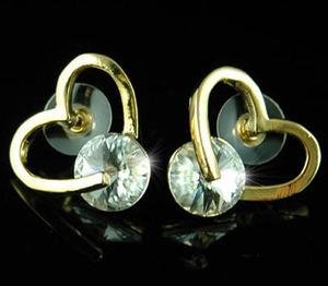 Heart Gold Plated Earrings use Swarovski Crystal XE133