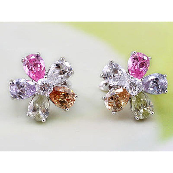 2.5 Carat Multi-color Created Topaz Bling Flower Earrings XE169