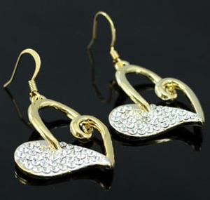 Heart Gold Plated Earrings use Swarovski Crystal XE181