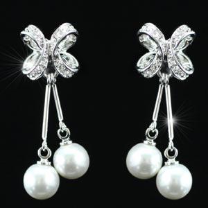 White Shell Pearl Earrings use Swarovski Crystal XE205