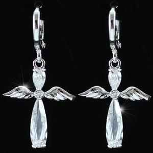 Dangling Angel Cross Cubic Zirconia Earrings XE218