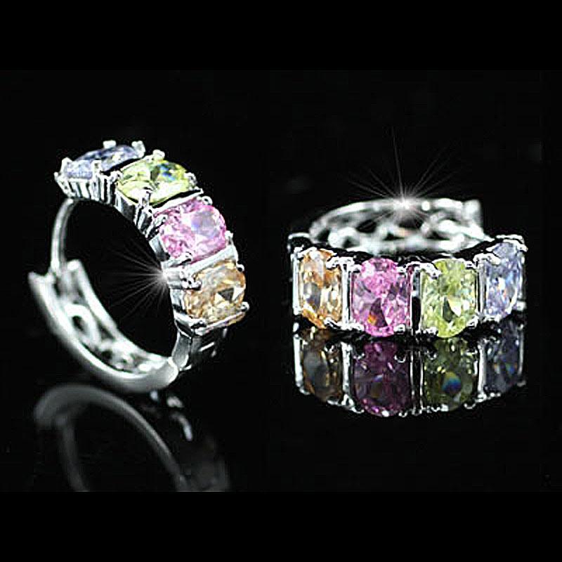 4 Carat Multi-colour Created Topaz Huggie Earrings XE233