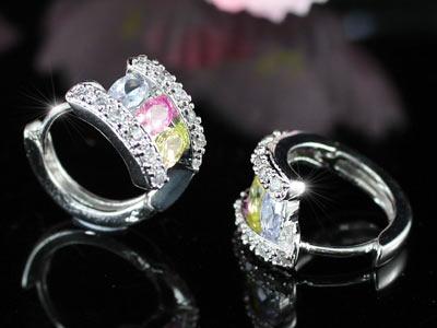 3 Carat Multi-colour Created Topaz Huggie Earrings XE256