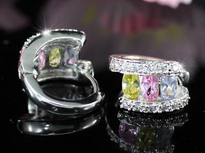 3 Carat Multi-colour Created Topaz Huggie Earrings XE256