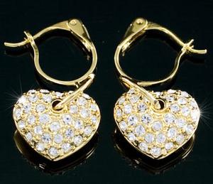 Heart Gold Plated Earrings use Swarovski Crystal XE261