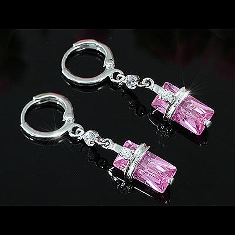 2 Carat Dangle Pink Created Sapphire Earrings XE327