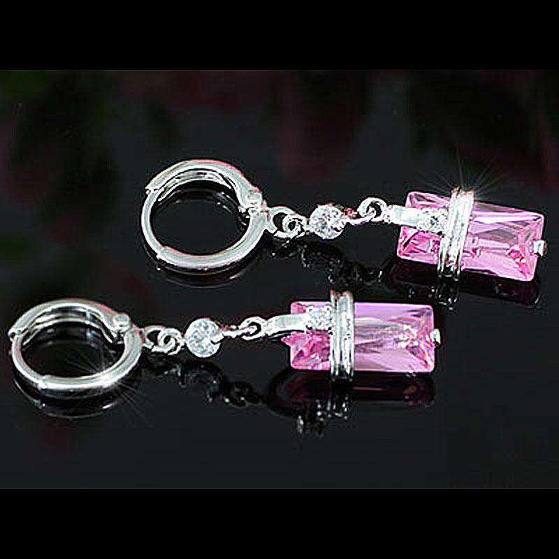 2 Carat Dangle Pink Created Sapphire Earrings XE327