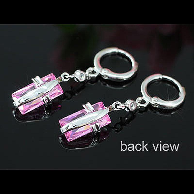 2 Carat Dangle Pink Created Sapphire Earrings XE327