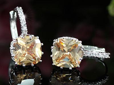 3 Carat Sparkling Amber Created Sapphire Dangle Earrings XE342