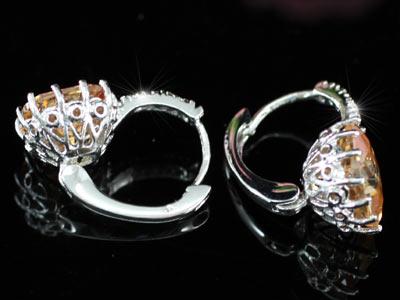 3 Carat Sparkling Amber Created Sapphire Dangle Earrings XE342