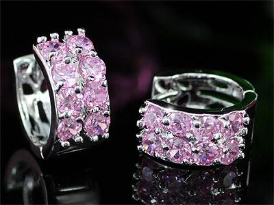 1.5 Carat Created Pink Sapphire Huggie Earrings XE348