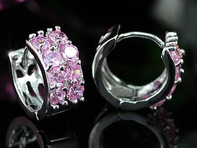 1.5 Carat Created Pink Sapphire Huggie Earrings XE348
