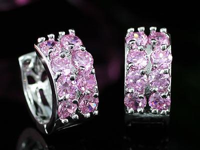 1.5 Carat Created Pink Sapphire Huggie Earrings XE348