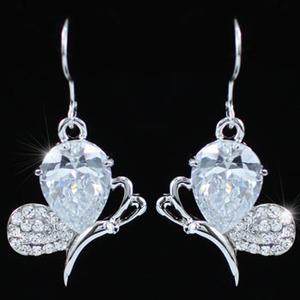 Dangle 4.5 Carat CZ Cubic Zirconia Butterfly Earrings XE353