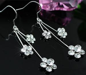 Dangle Flower Earrings use Austrian Crystal XE374