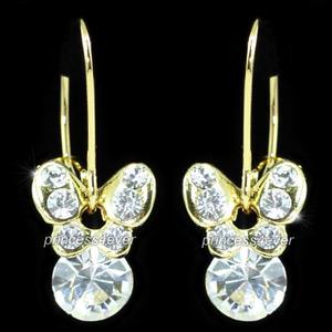 Dangle Butterfly Crystal Gold Plated Earrings XE389