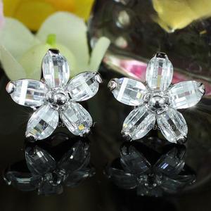 Sparkling Flower CZ Cubic Zirconia Stud Earrings XE437
