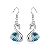 Load image into Gallery viewer, 3 Carat Aqua Blue Dangle Swan Earrings use Austrian Crystal XE473