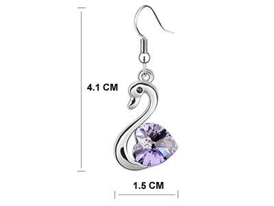 3 Carat Purple Dangle Swan Earrings use Austrian Crystal XE474