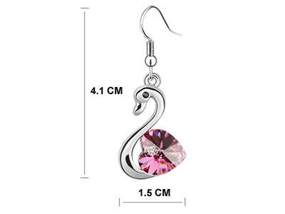3 Carat Pink Dangle Swan Earrings use Austrian Crystal XE475