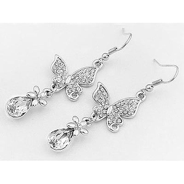 2 Carat Dangle Butterfly Earrings Use Austrian Crystal XE486