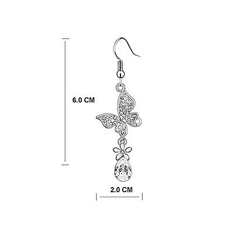 2 Carat Dangle Butterfly Earrings Use Austrian Crystal XE486