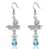 Load image into Gallery viewer, 2 Carat Aqua Blue Dangle Butterfly Earrings Use Austrian Crystal XE487