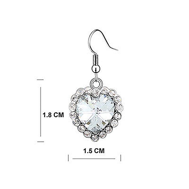 3 Carat Dangle Heart Earrings use Austrian Crystal XE493