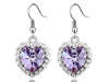 Load image into Gallery viewer, 3 Carat Purple Dangle Heart Earrings use Austrian Crystal XE495