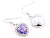 Load image into Gallery viewer, 3 Carat Purple Dangle Heart Earrings use Austrian Crystal XE495