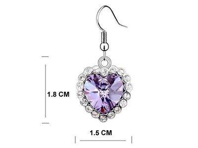 3 Carat Purple Dangle Heart Earrings use Austrian Crystal XE495