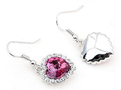 3 Carat Pink Dangle Heart Earrings use Austrian Crystal XE496