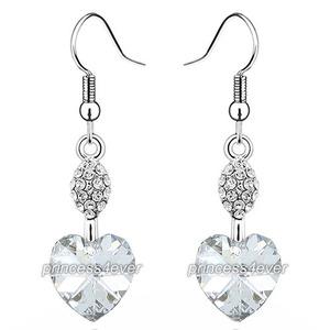 Dangle 3 Carat Heart Earrings use Austrian Crystal XE497