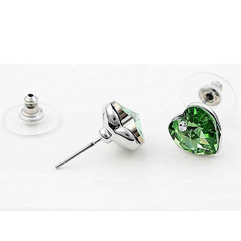 3 Carat Green Heart Earrings use Austrian Crystal XE505