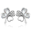 Load image into Gallery viewer, 4 Leaf Clover Flower Silver Earrings use Austrian Crystal XE516