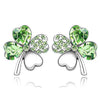 Load image into Gallery viewer, 4 Leaf Clover Flower Green Earrings use Austrian Crystal XE518