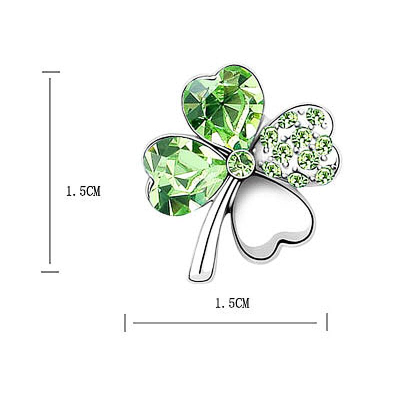 4 Leaf Clover Flower Green Earrings use Austrian Crystal XE518