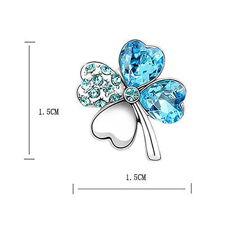 4 Leaf Clover Flower Aqua Blue Earrings use Austrian Crystal XE519