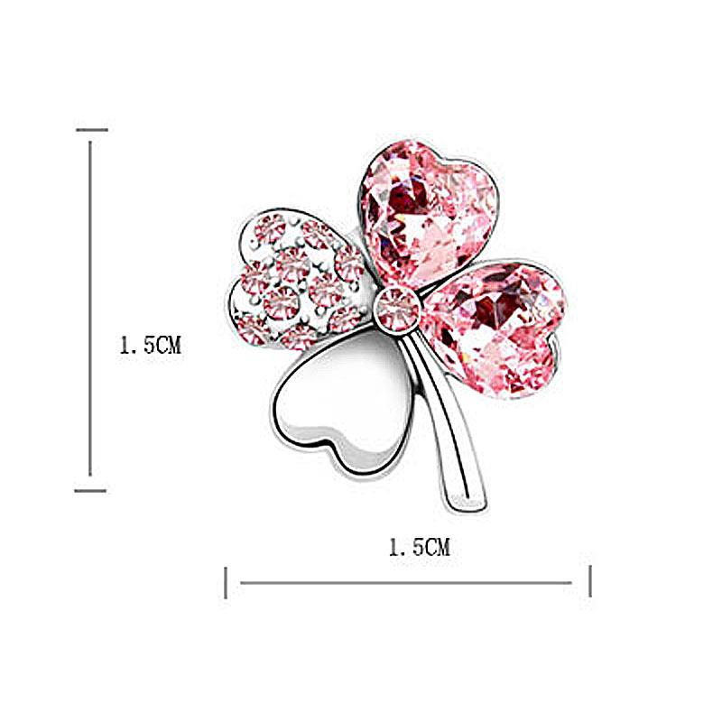 4 Leaf Clover Flower Light Pink Earrings use Austrian Crystal XE520